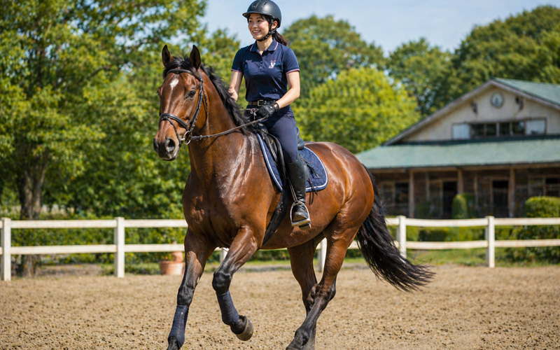 乗用馬として活躍するサラブレッド