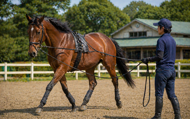 リトレーニングを受けるサラブレッド